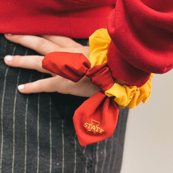 ZooZatz I-State Cardinal & Gold Color Block Knot Scrunchie